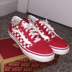 US KIDS SIZE 3 RED CHECKERED VANS